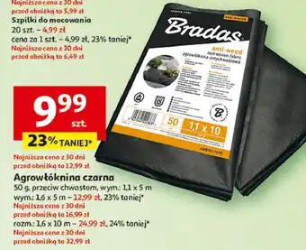 Auchan Agrowłóknina czarna 1.6 x 10 m Bradas oferta