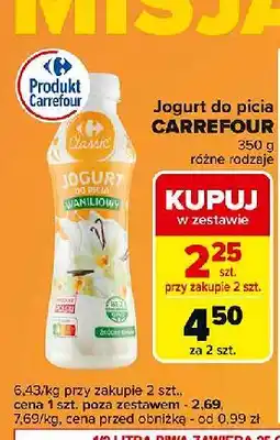 Carrefour Express Jogurt do picia waniliowy Carrefour Classic oferta