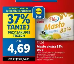 Lidl Masło ekstra 83 % Pilos oferta