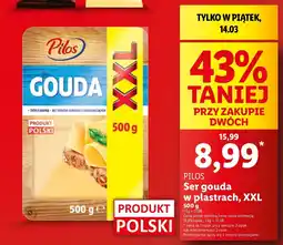 Lidl Ser gouda plastry Pilos oferta