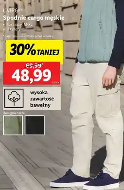 Lidl Spodnie męskie cargo m-xl Livergy oferta