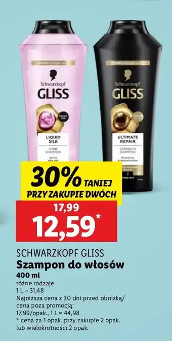 Lidl Szampon do włosów Gliss Kur Ultimate Repair oferta