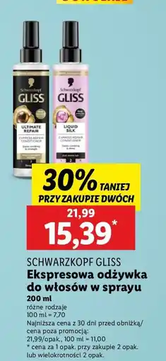 Lidl Odżywka do włosów Gliss Kur Ultimate Repair oferta