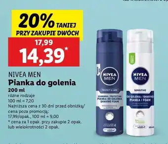 Lidl Pianka do golenia natychmiastowa ochrona Nivea Men Sensitive oferta