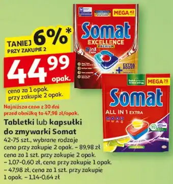 Auchan Tabletki lub kapsułki do zmywarki Somat oferta