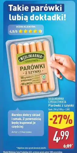 ALDI Parówki z szynki Wędliniarnia Czysta Etykieta oferta