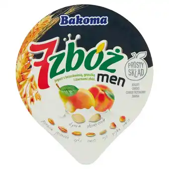 Żabka Bakoma 7 zbóż men Jogurt z brzoskwinią gruszką i ziarnami zbóż 300 g oferta