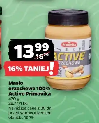 Netto Masło orzechowe active 100% orzeszków Primavika oferta