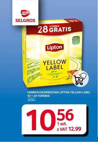 Selgros Herbata ekspresowa lipton yellow label oferta