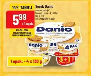 Polomarket Danio Serek homogenizowany o smaku ciasteczkowym 520 g (4 x 130 g) oferta