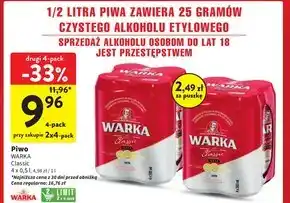 Intermarche Warka Classic Piwo jasne 4 x 500 ml oferta