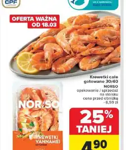 Carrefour Krewetki całe gotowane NORSO oferta