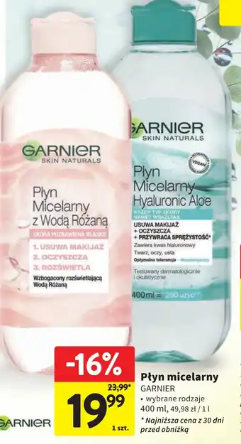 Intermarche Płyn micelarny z wodą różaną Garnier Skin Naturals oferta