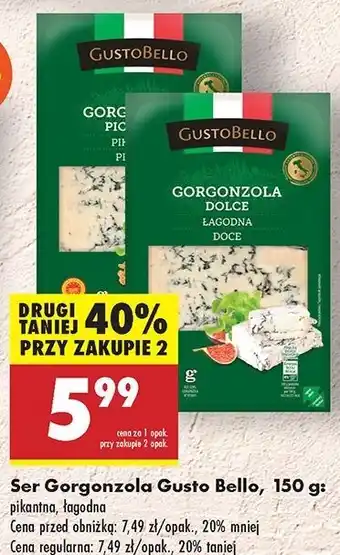 Biedronka Gorgonzola łagodna Gustobello oferta