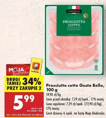 Biedronka Szynka prosciutto cotto Gustobello oferta