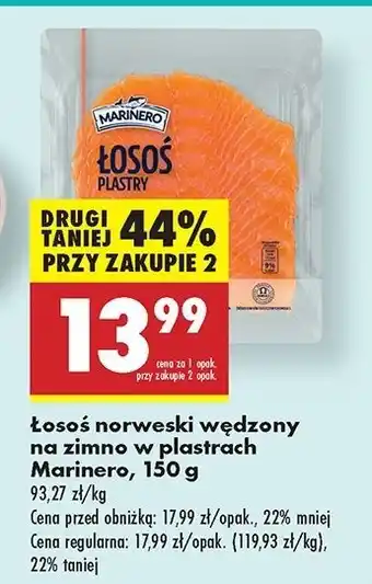 Biedronka Łosoś wędzony na zimno plastry Marinero oferta