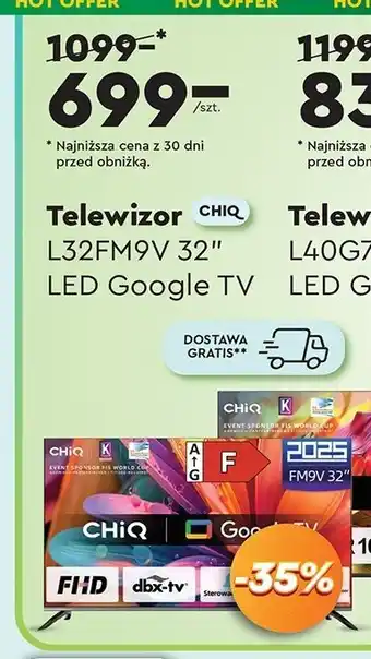 Biedronka Telewizor 32 l32fm9v Chiq oferta