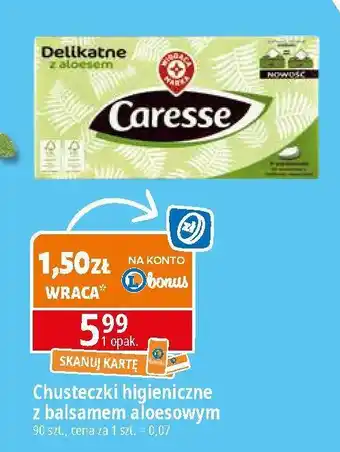 E.Leclerc Chusteczki higieniczne aloes Wiodąca Marka Caresse oferta