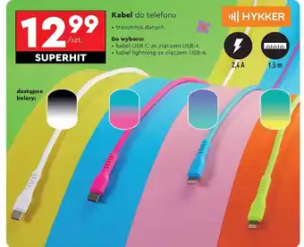 Biedronka Kabel lightning ze złączem usb-a Hykker oferta