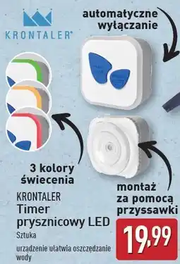 ALDI Timer prysznicowy led Krontaler oferta