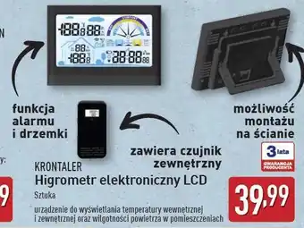 ALDI Higrometr elektroniczny lcd Krontaler oferta