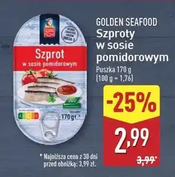 ALDI Szproty w sosie pomidorowym Golden Seafood oferta