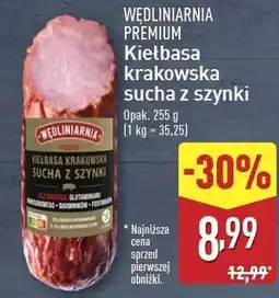 ALDI Kiełbasa krakowska z szynki sucha Wędliniarnia Premium oferta