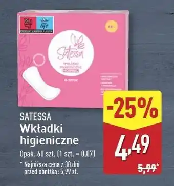 ALDI Wkładki higieniczne normalne Satessa oferta