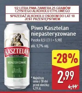 ALDI Piwo Kasztelan Niepasteryzowane oferta