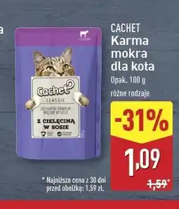 ALDI Karma dla kota cielęcina w sosie Cachet oferta