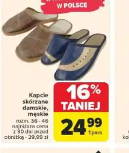 Carrefour Kapcie skórzane oferta