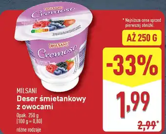 ALDI MILSANI Deser śmietankowy z owocami oferta