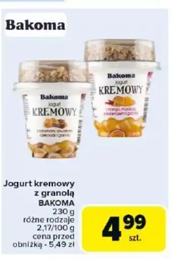 Carrefour Bakoma Jogurt kremowy z granolą oferta