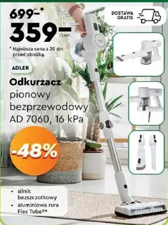 Biedronka ADLER Odkurzacz pionowy bezprzewodowy AD 7060, 16 kPa oferta