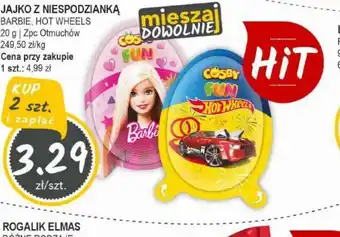 Słoneczko Jajko z niespodzianką Barbie, Hot Wheels oferta