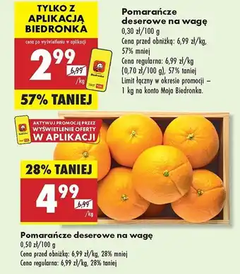 Biedronka Pomarańcze deserowe oferta