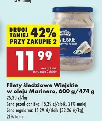 Biedronka Filety śledziowe wiejskie w oleju Marinero oferta