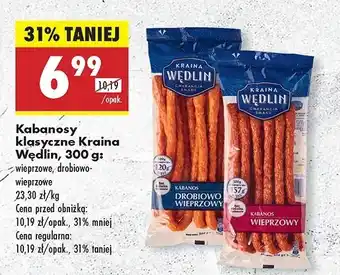 Biedronka Kabanosy drobiowo-wieprzowe Kraina Wędlin oferta