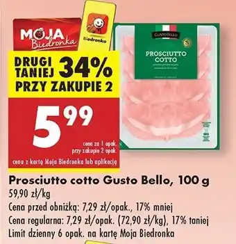 Biedronka Szynka prosciutto cotto Gustobello oferta