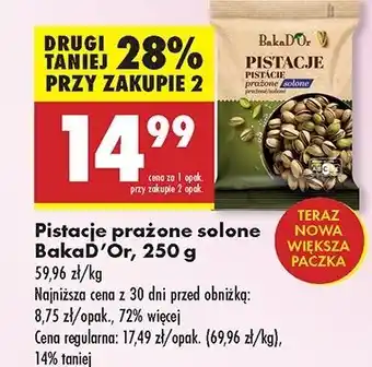 Biedronka Pistacje prażone i solone Bakad'or oferta