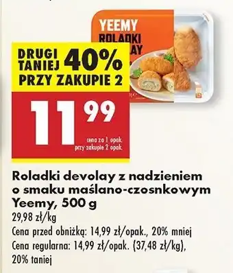 Biedronka Roladki devolay z nadzieniem maślano-czosnkowym Yeemy oferta