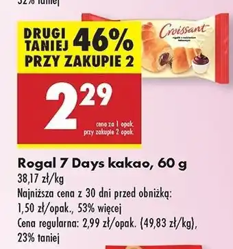 Biedronka Croissant z nadzieniem o smaku kakaowym 7 Days oferta