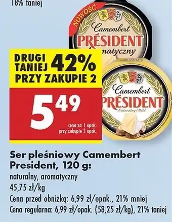 Biedronka Ser camembert naturalny President oferta