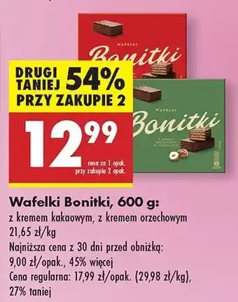 Biedronka Wafelki z kremem kakaowym Bonitki oferta