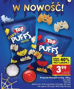 Biedronka Prażynki scary puffs salted Top Snackers oferta