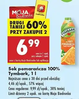 Biedronka Sok pomarańczowy Tymbark oferta