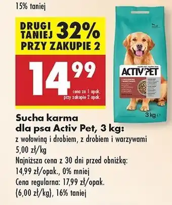 Biedronka Karma dla psa z drobiem i warzywami Activ Pet oferta