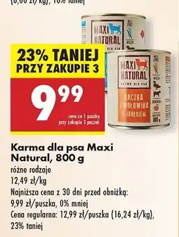 Biedronka Karma dla psa indyk i wołowina z batatami Maxi Natural oferta