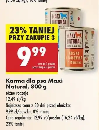 Biedronka Karma dla psa indyk i wołowina z batatami Maxi Natural oferta