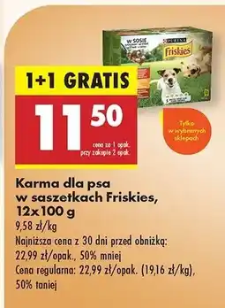 Biedronka Karma dla psa wołowina kurczak i jagnięcina w galaretce Friskies Vitafit oferta